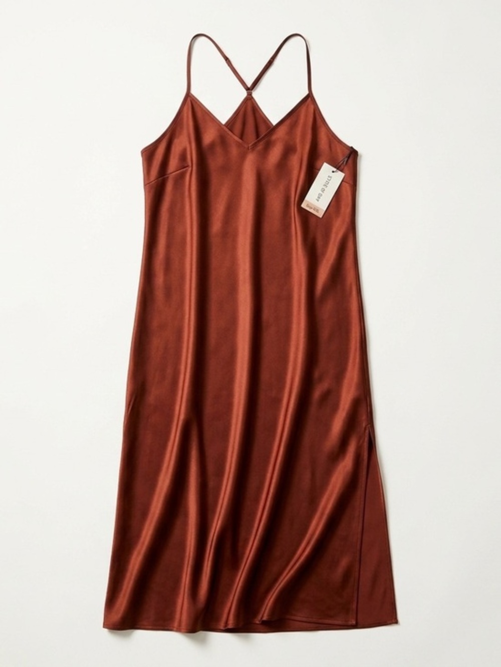 NWT Macy’s State of Day Satin Maxi Slip Nightgown Chocolate - XXL